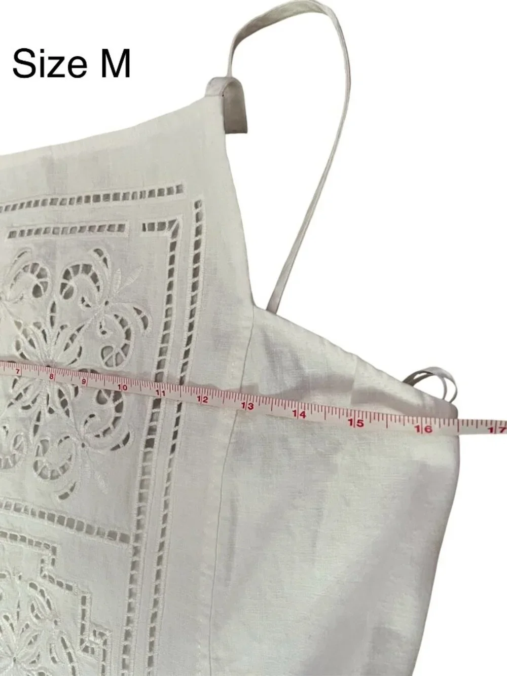Zara ZW Collection Linen Blend Embroidered Dress Ecru Midi Straight Medium NWT - Picture 8 of 9